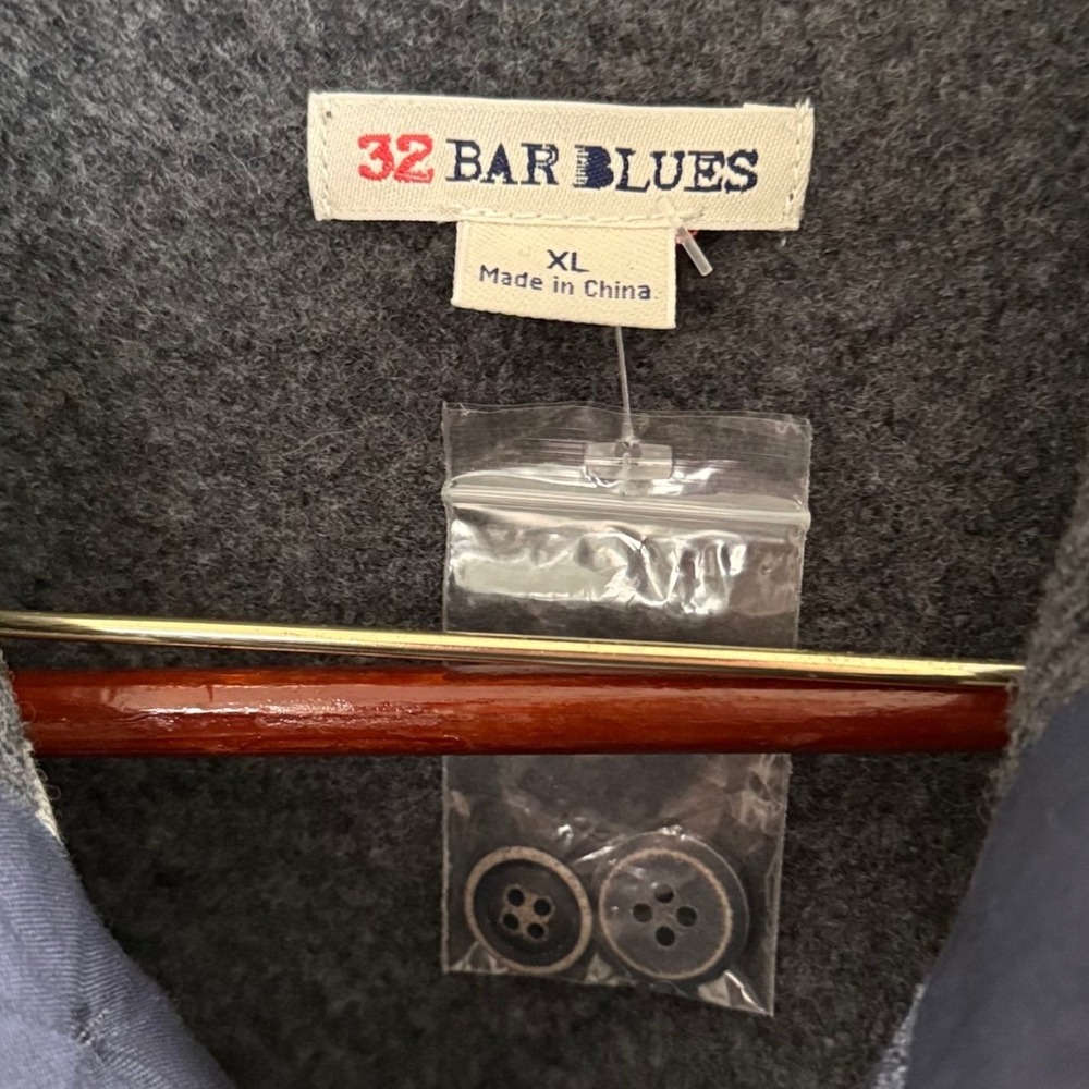 32 Bar Blues Men's 100% Merino Wool Shacket Charcoal Gray Button Front Sz XL NWT - Picture 5 of 6